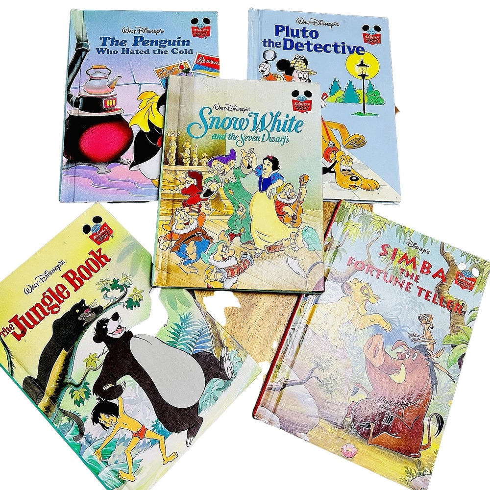 Disney Storybook Set of 5 Jungle Book Snow White Simba Pluto Penguin